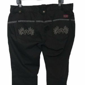 Napapijri Wonens Black Gray Embroidered Pants